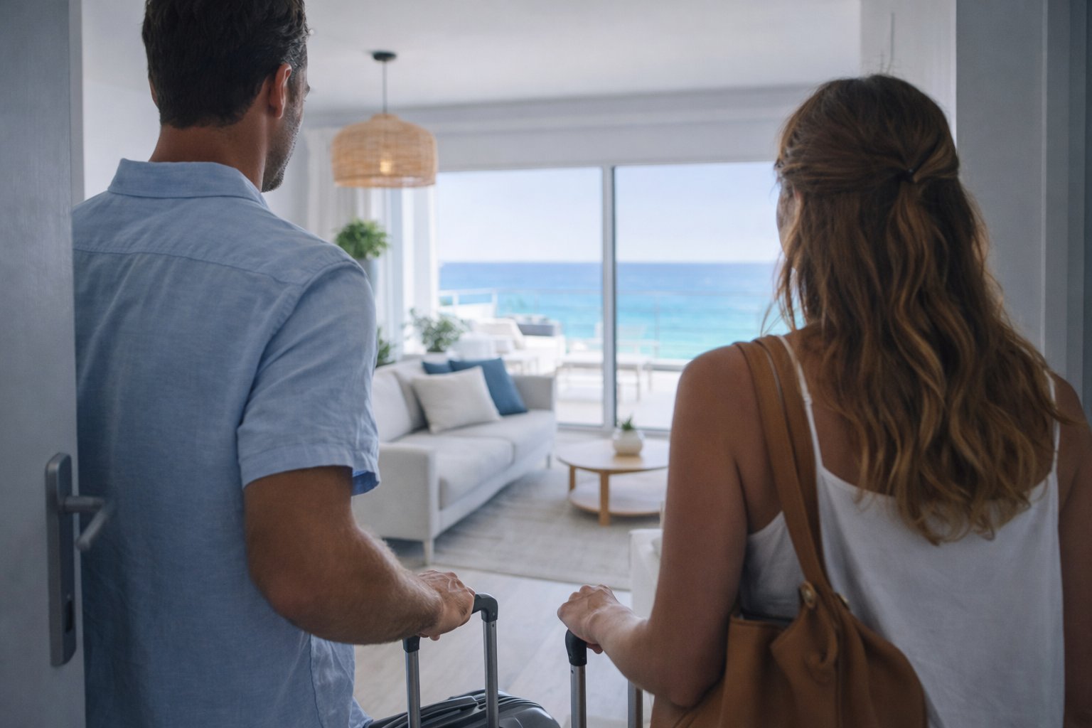 Guests arriving at vacation rental